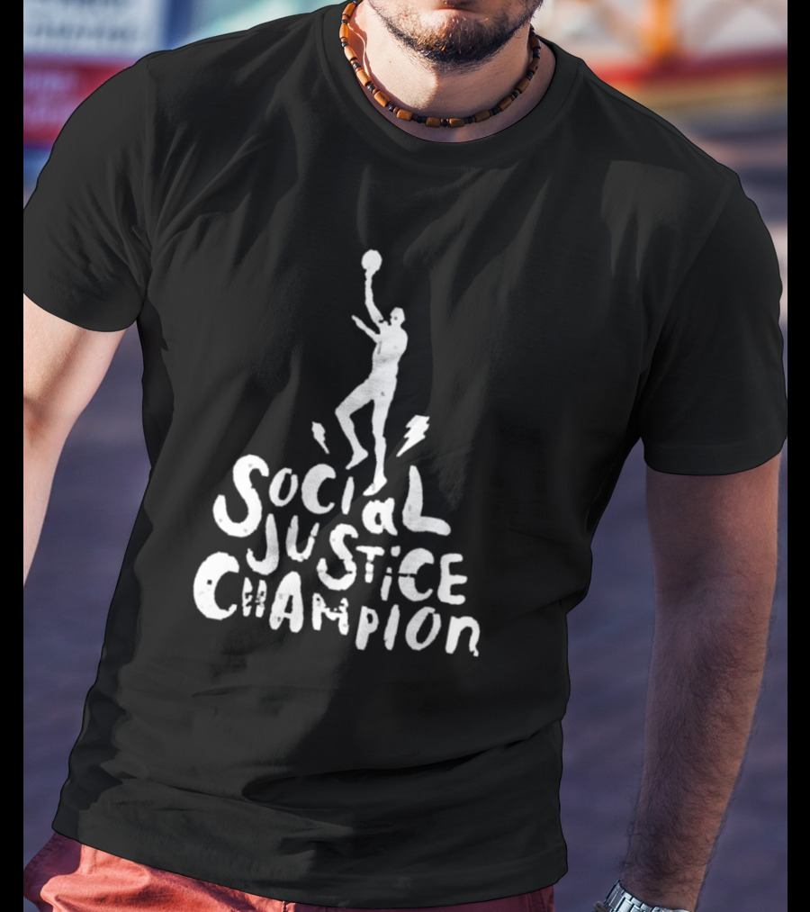 Social Justice Champion Basketball Figure With Lightning Bolt T-Shirt