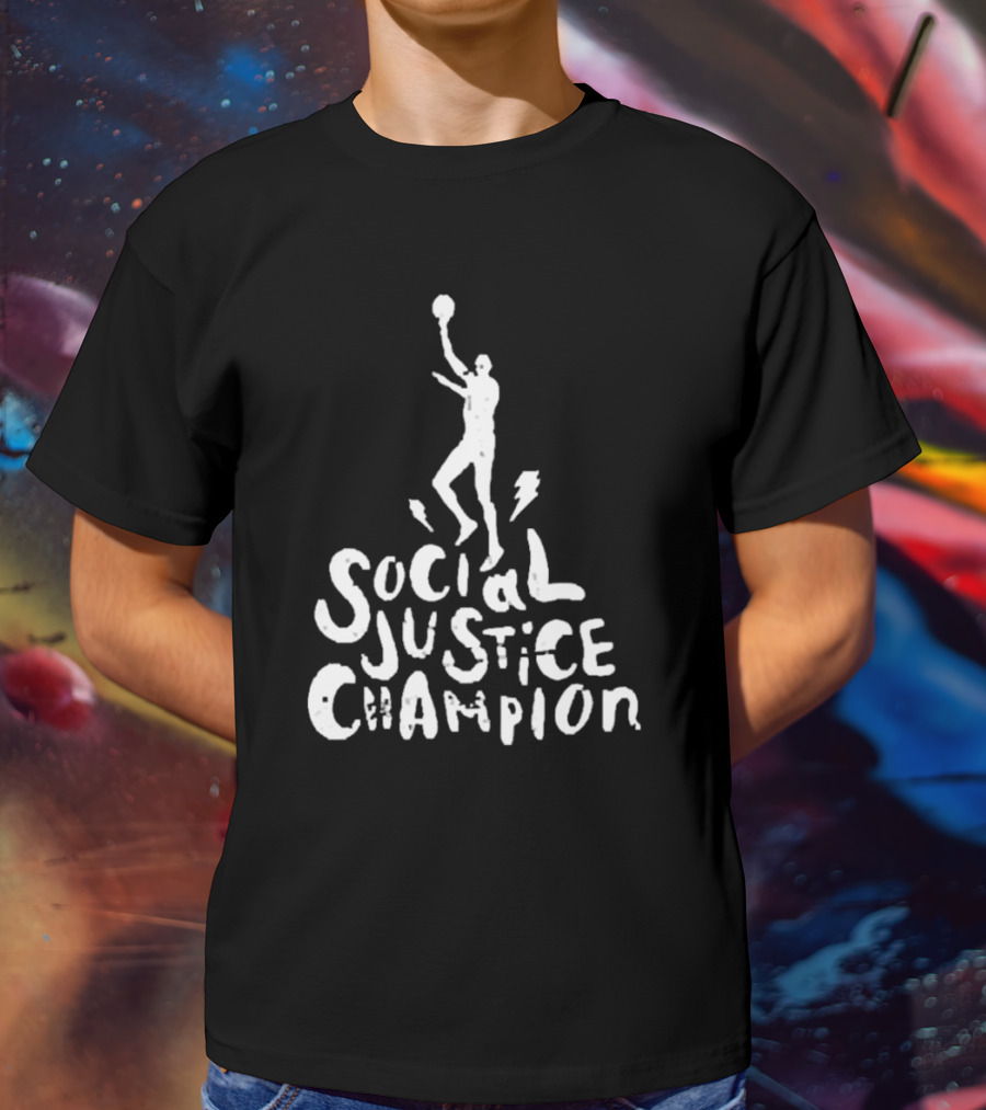 Social Justice Champion Basketball Figure With Lightning Bolt T-Shirt