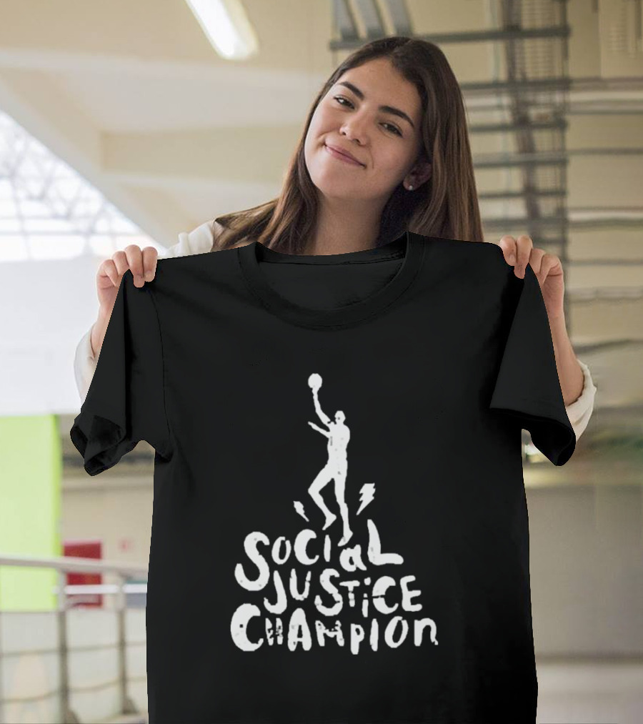 Social Justice Champion Basketball Figure With Lightning Bolt T-Shirt