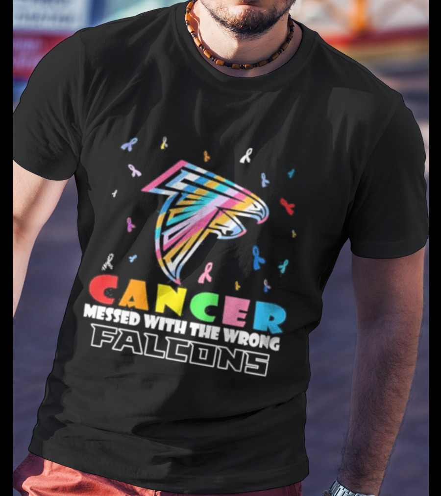Atlanta Falcons Cancer Messed With The Wrong Team Logo Ribbons T-Shirt