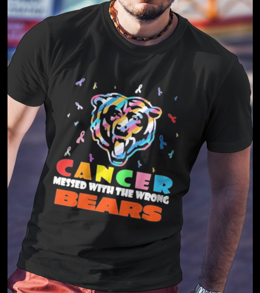 Cancer Messed With The Wrong Colorful Ribbon Chicago Bears T-Shirt