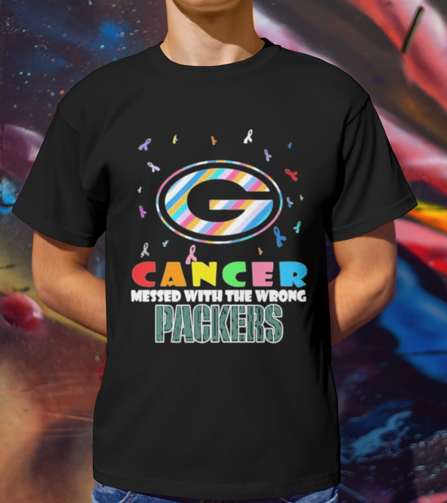 Cancer Messed With The Wrong Packers Colorful Awareness T-Shirt