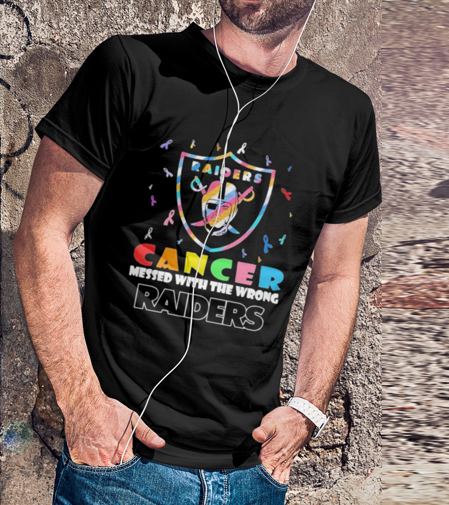 Cancer Messed With The Wrong Raiders Cancer Awareness Ribbon Raiders T-Shirt