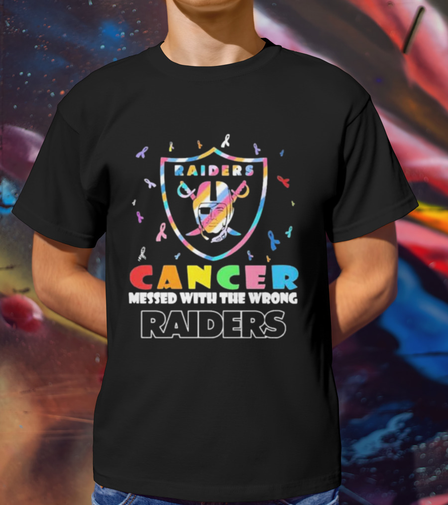 Cancer Messed With The Wrong Raiders Cancer Awareness Ribbon Raiders T-Shirt