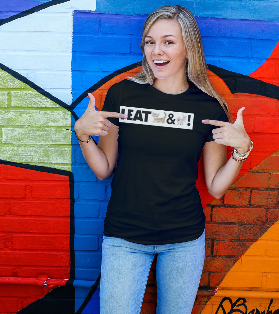 I Eat Cat And Donkey Cartoon Animals T-Shirt