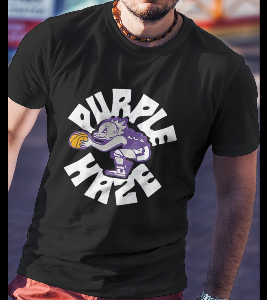 TCU Basketball Purple Haze Frog Basketball Player T-Shirt
