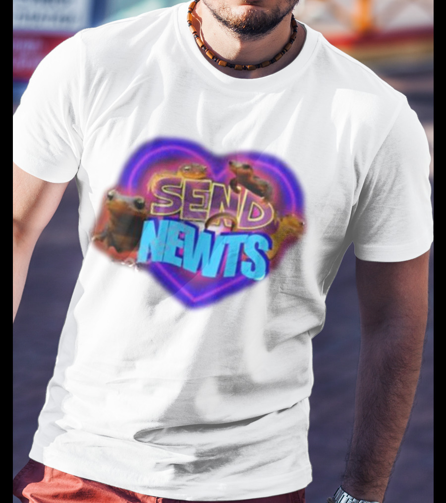 Swankyswamprat Send Newts Heart Frogs Neon T-Shirt