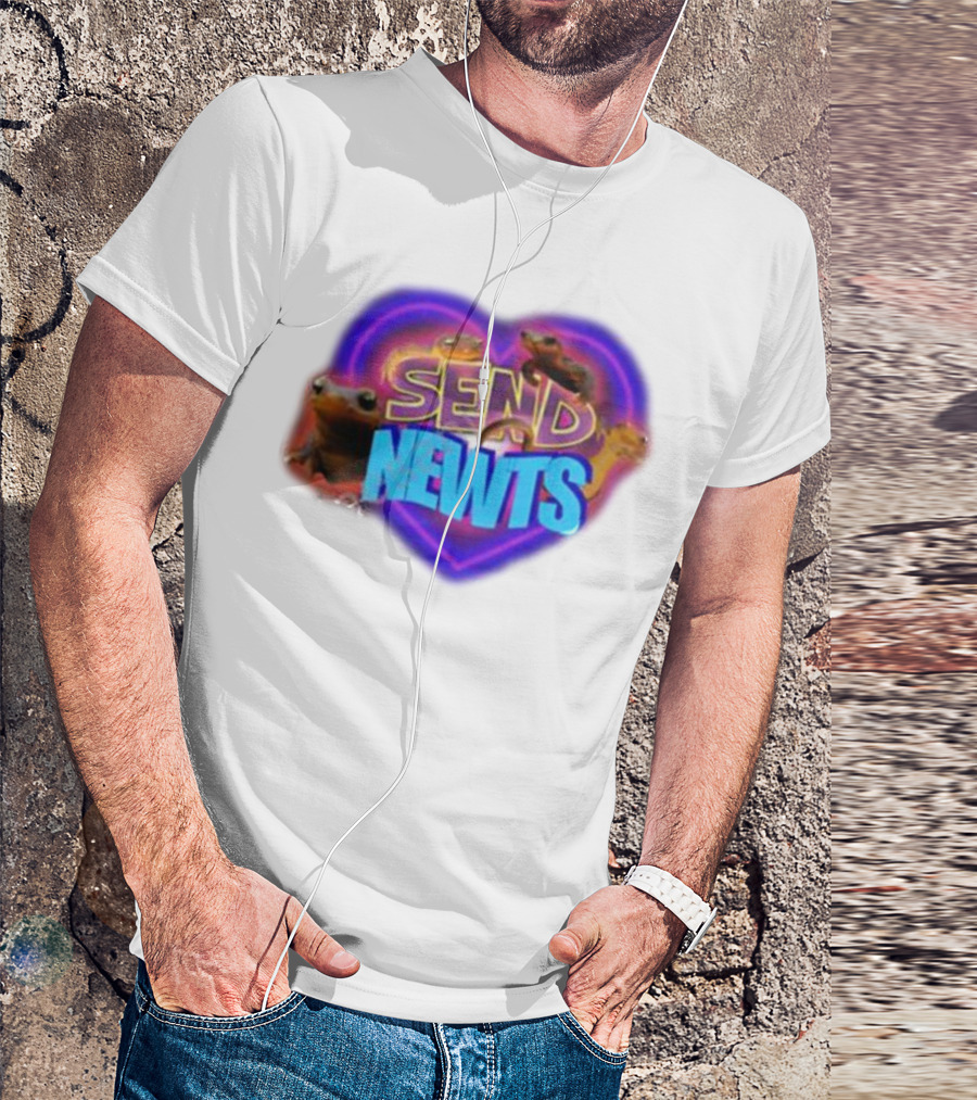 Swankyswamprat Send Newts Heart Frogs Neon T-Shirt