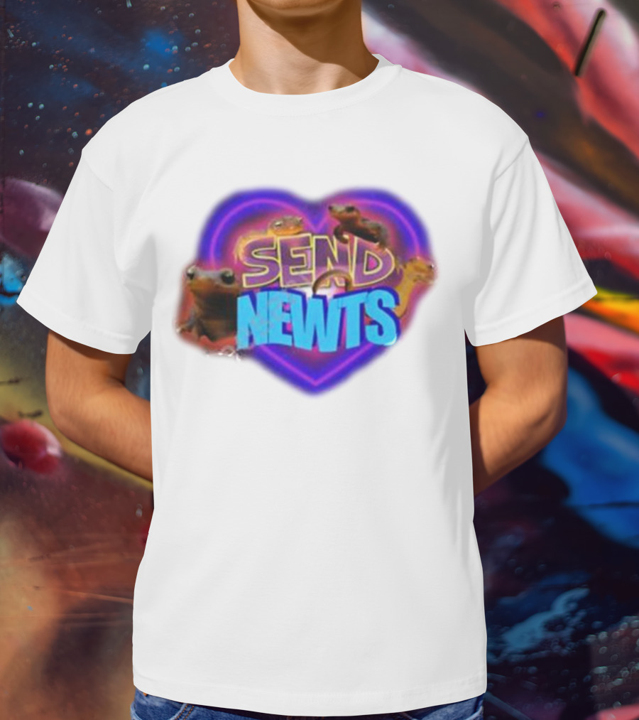 Swankyswamprat Send Newts Heart Frogs Neon T-Shirt