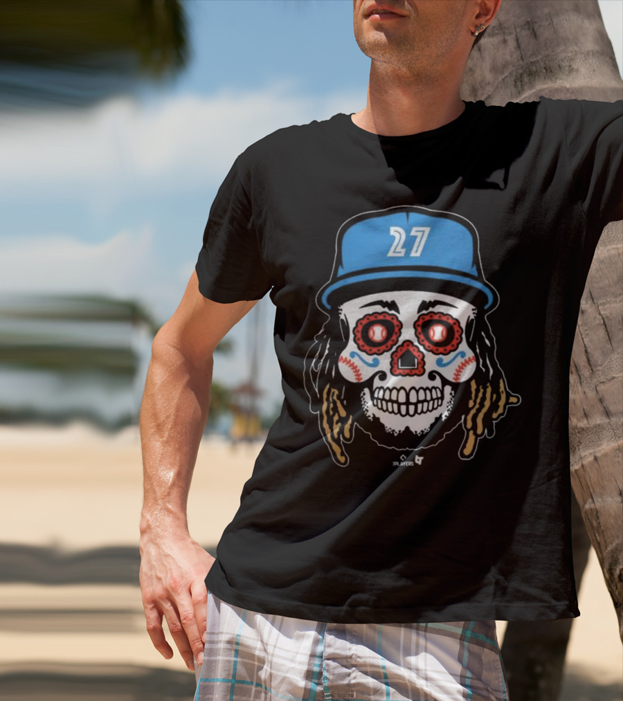 Toronto Blue Jays #27 Vladimir Guerrero Jr Sugar Skull MLBPA T-Shirt