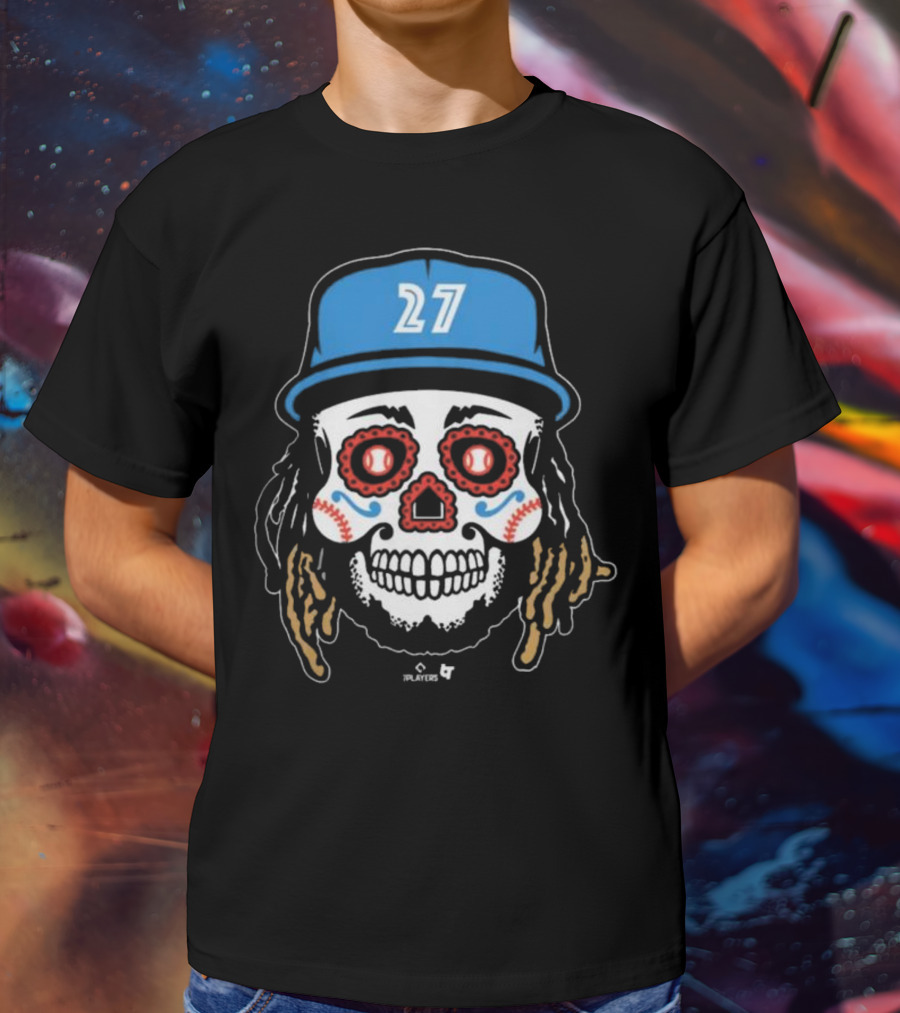 Toronto Blue Jays #27 Vladimir Guerrero Jr Sugar Skull MLBPA T-Shirt