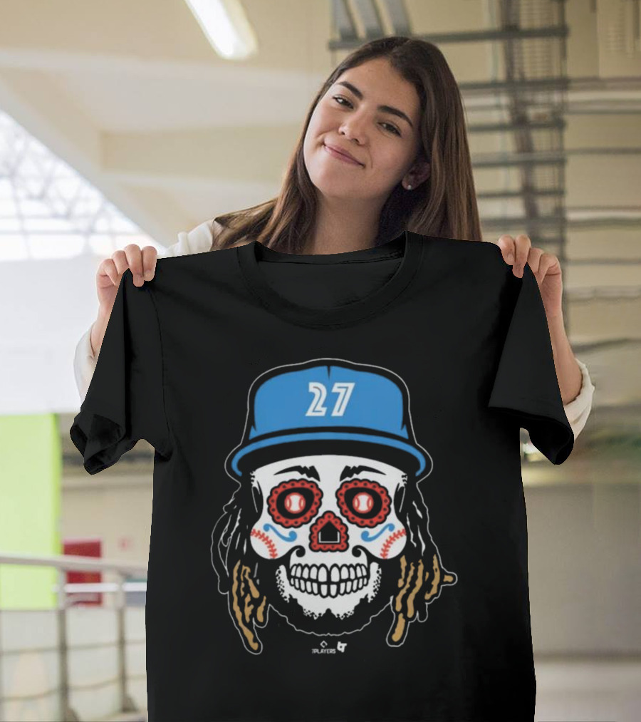 Toronto Blue Jays #27 Vladimir Guerrero Jr Sugar Skull MLBPA T-Shirt
