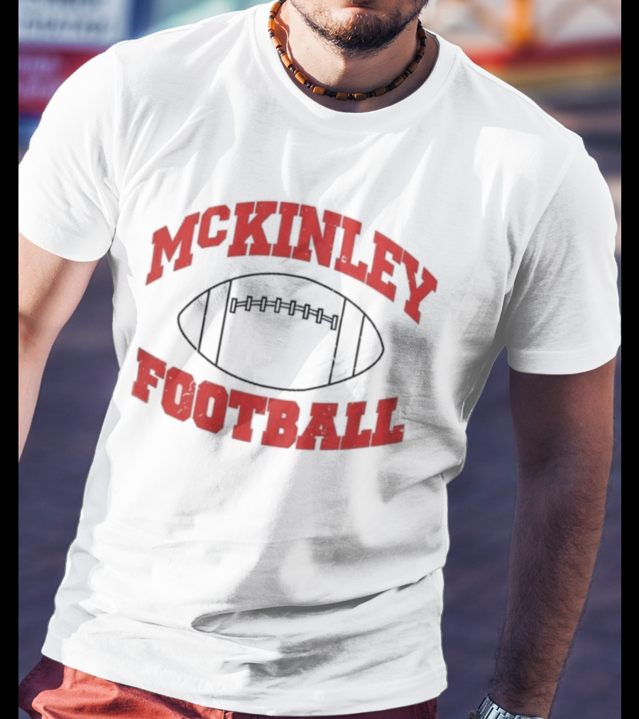 Mckinley Football Team Vintage Red Text Football T-Shirt