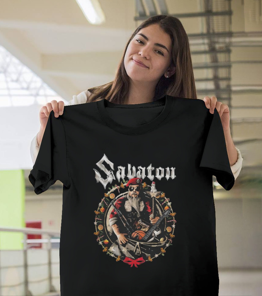 Sabaton Heavy X-Mas Joakim Santa Claus With Guitar And Basketball T-Shirt