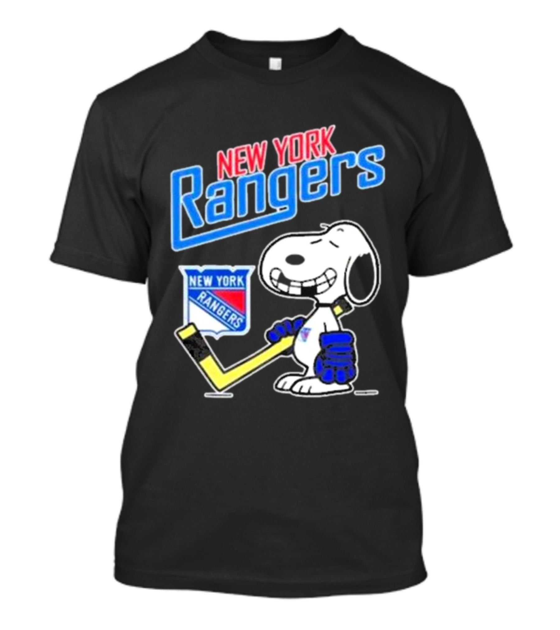 Snoopy Holding Hockey Stick New York Rangers T-Shirt