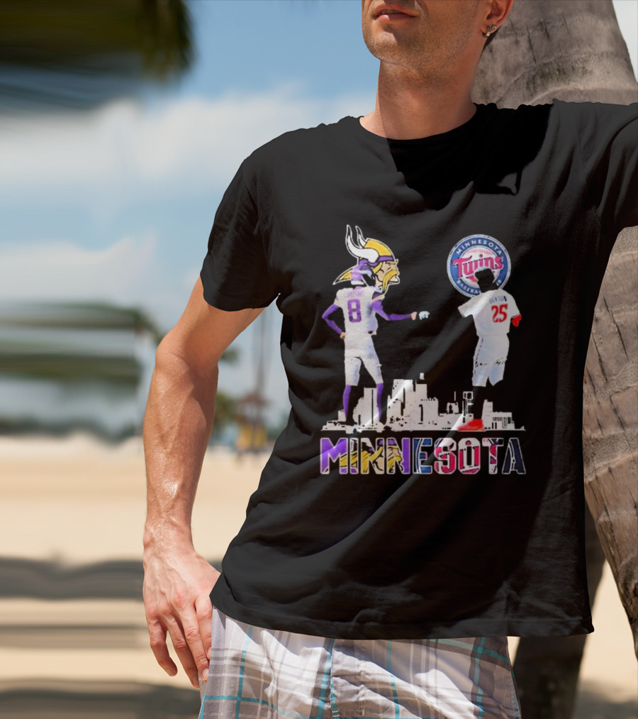 Minnesota Vikings Kirk Cousins And Twins Byron Buxton Icons T-Shirt