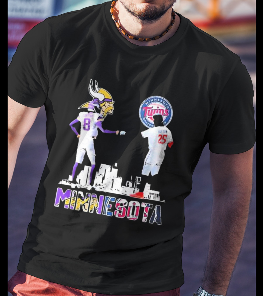 Minnesota Vikings Kirk Cousins And Twins Byron Buxton Icons T-Shirt