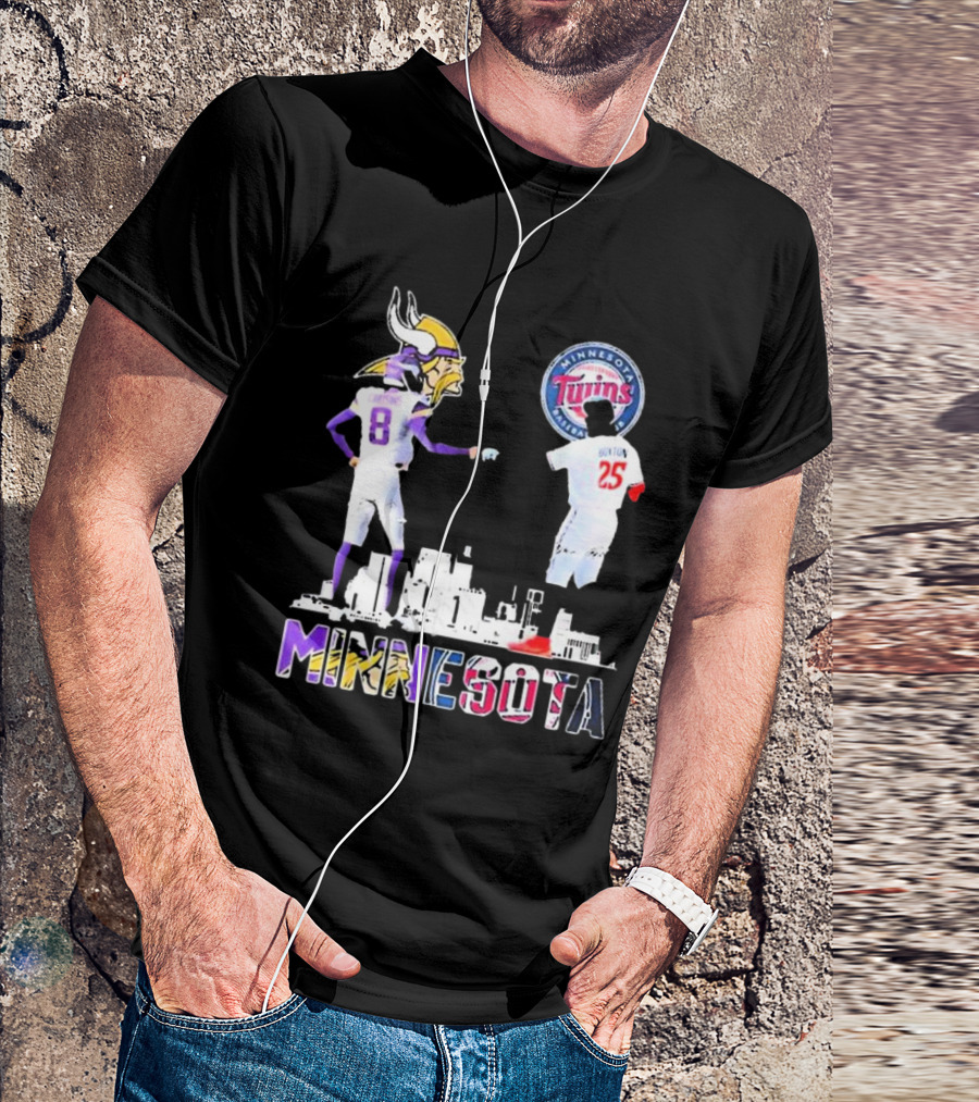 Minnesota Vikings Kirk Cousins And Twins Byron Buxton Icons T-Shirt