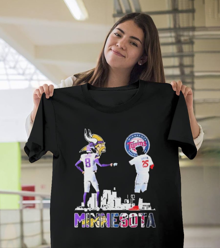 Minnesota Vikings Kirk Cousins And Twins Byron Buxton Icons T-Shirt