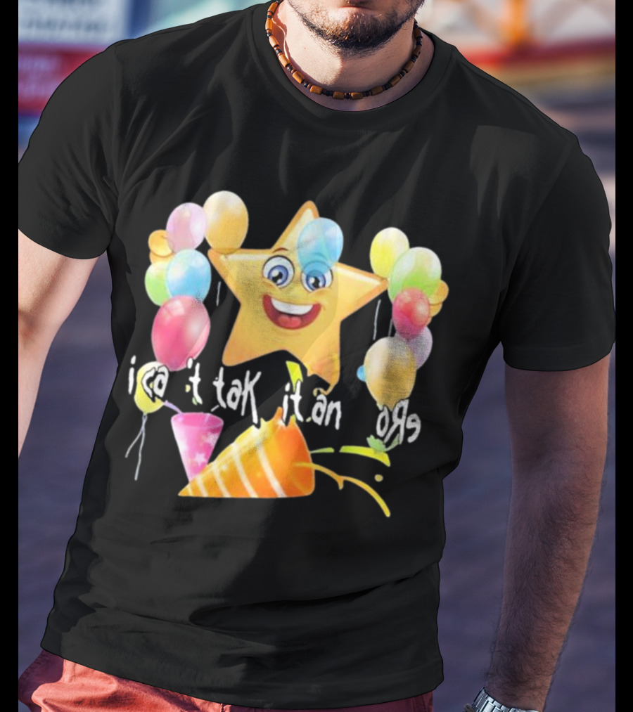 Cringeytees I Can’t Take It Anymore Smiling Star Balloons Party Hat T-Shirt