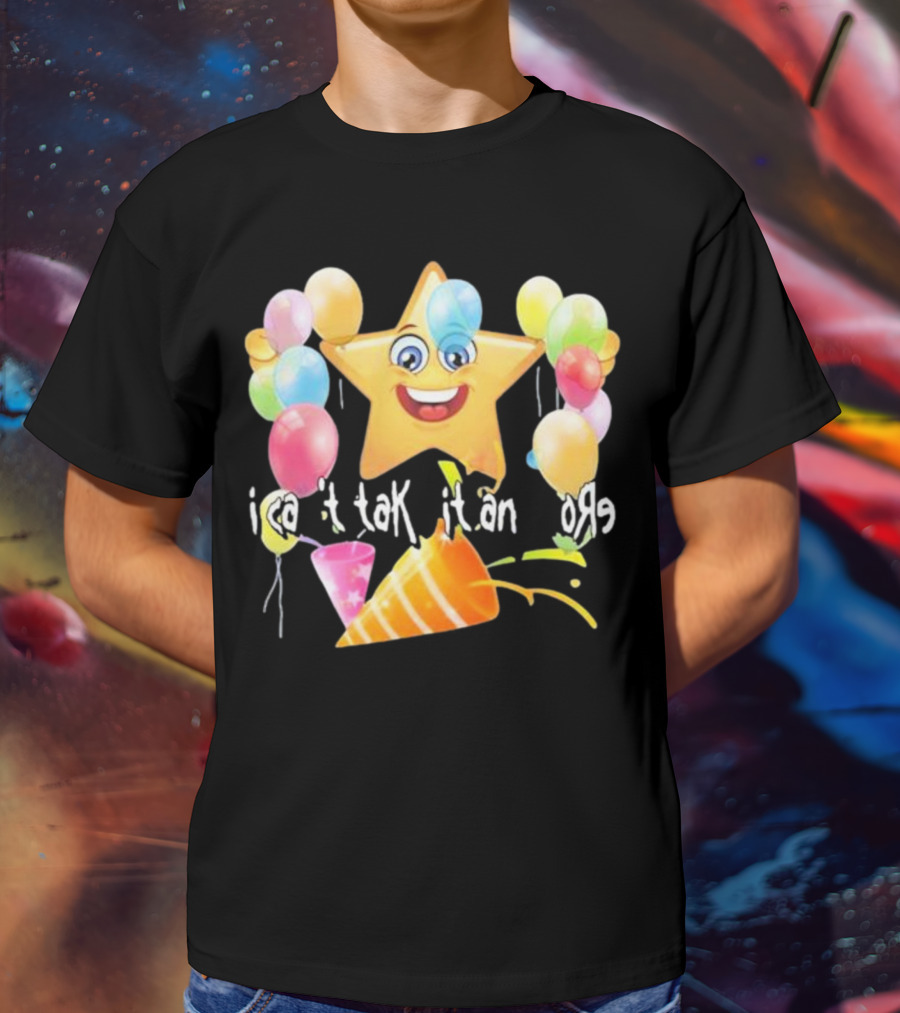 Cringeytees I Can’t Take It Anymore Smiling Star Balloons Party Hat T-Shirt