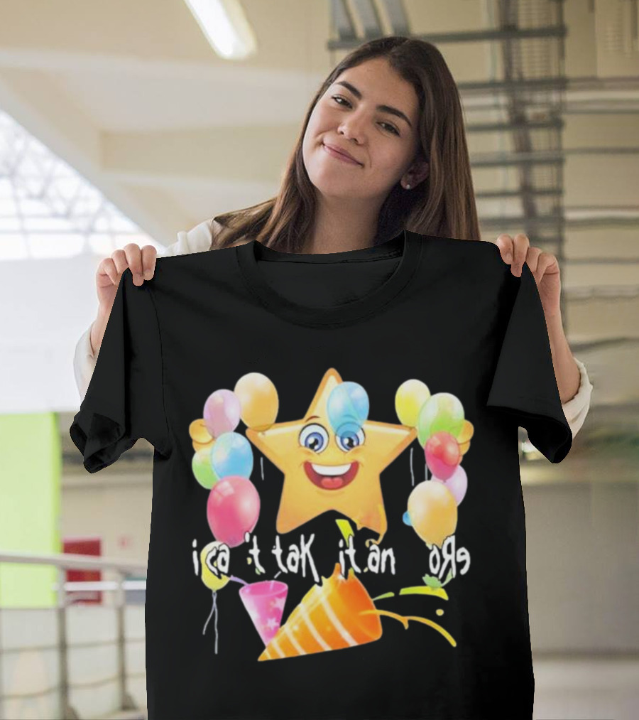 Cringeytees I Can’t Take It Anymore Smiling Star Balloons Party Hat T-Shirt