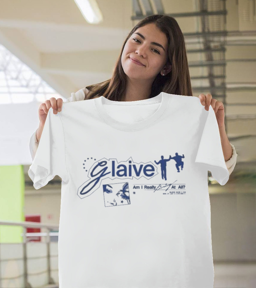 Glaive Am I Really Living At All Blue Text T-Shirt