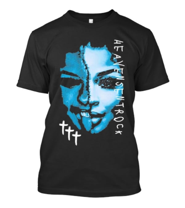 HEAVENSENTROCK Face Blue Art With Cross Symbols T-Shirt