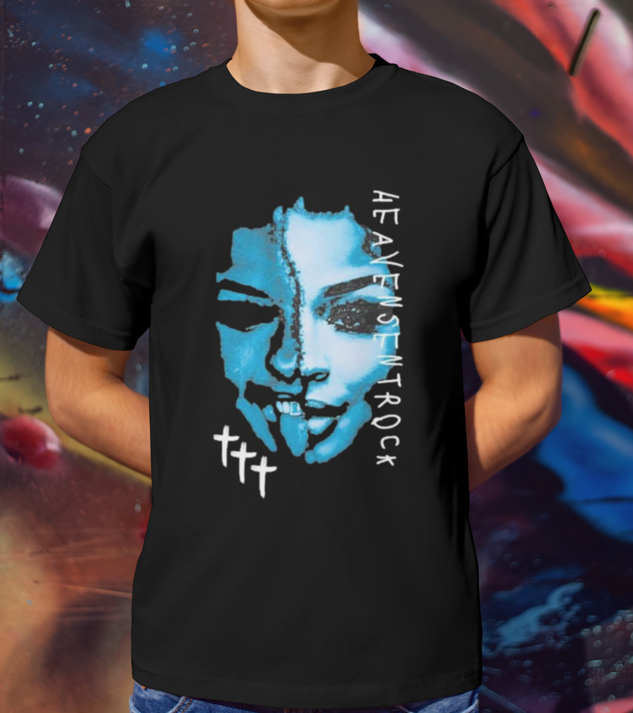 HEAVENSENTROCK Face Blue Art With Cross Symbols T-Shirt