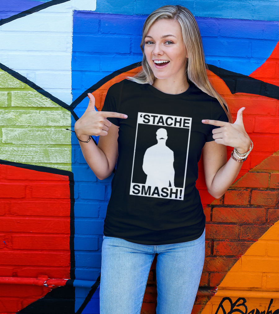 'Stache Smash Silhouette Mustache Bold Contrast T-Shirt
