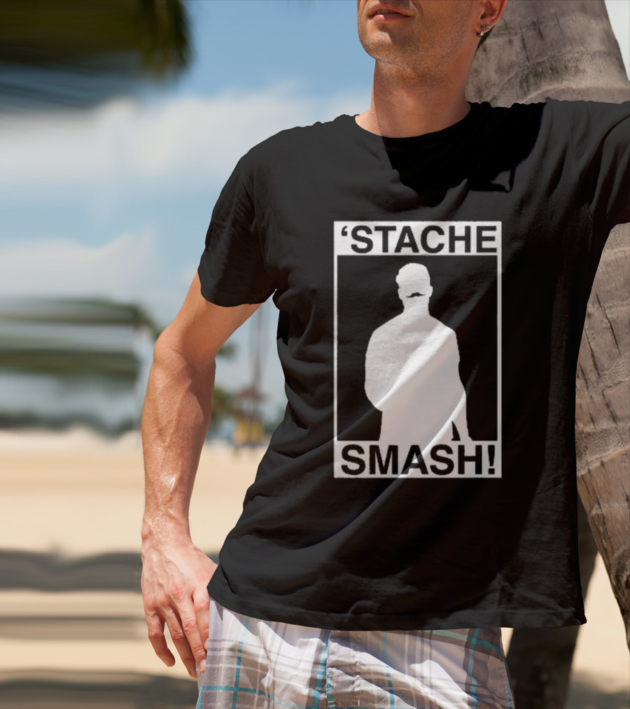 'Stache Smash Silhouette Mustache Bold Contrast T-Shirt