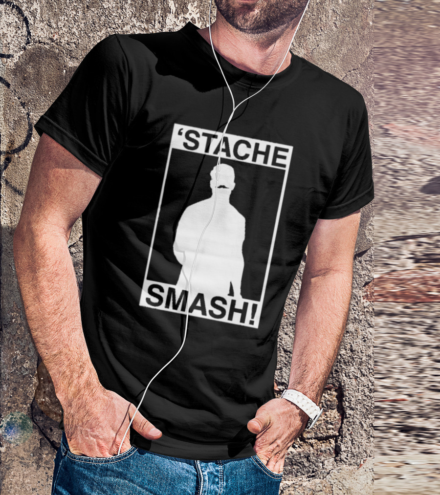 'Stache Smash Silhouette Mustache Bold Contrast T-Shirt