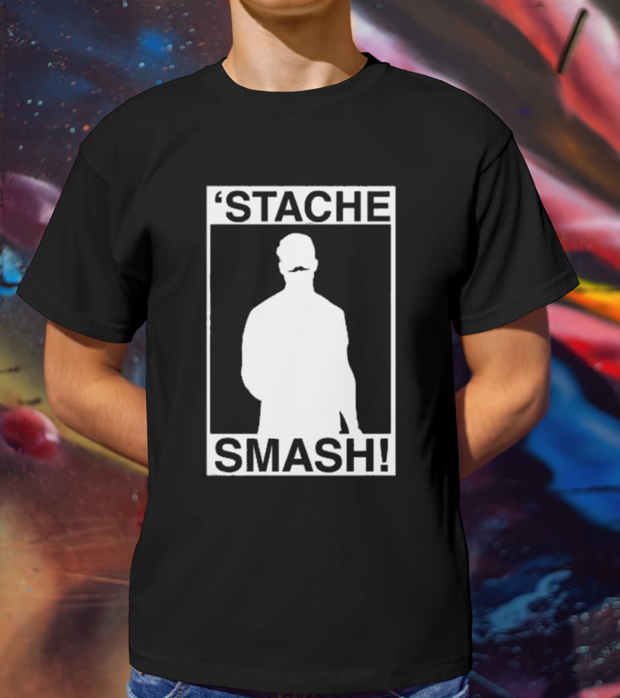 'Stache Smash Silhouette Mustache Bold Contrast T-Shirt