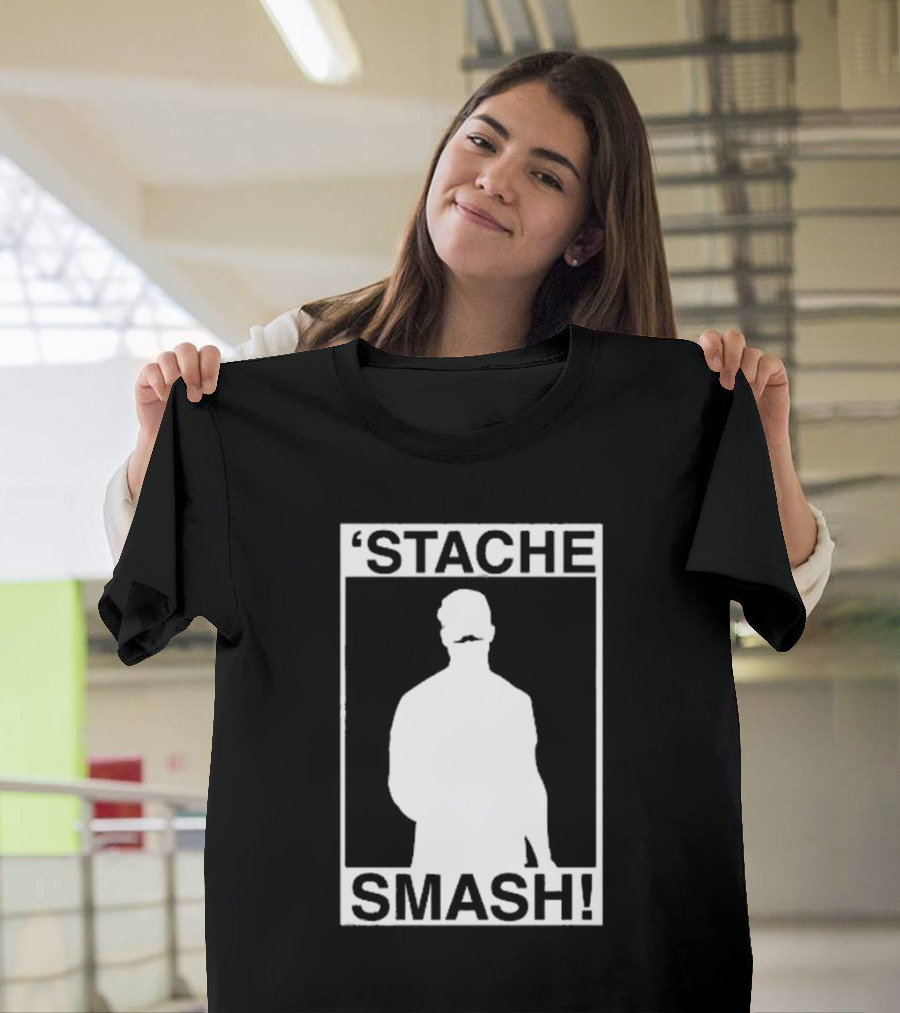 'Stache Smash Silhouette Mustache Bold Contrast T-Shirt