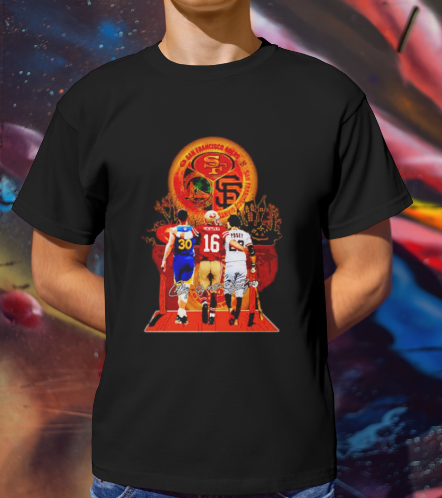 San Francisco 49ers Giants Golden State Warriors Halloween Curry Montana Posey T-Shirt