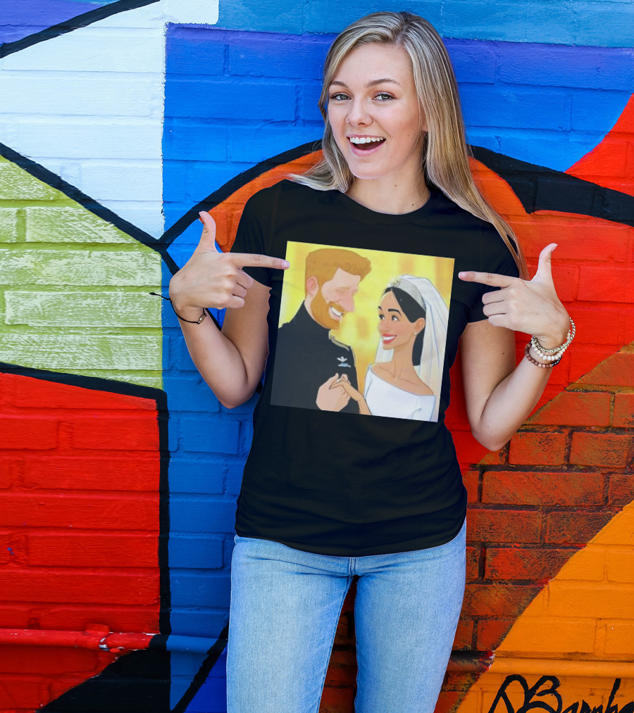 Meghan And Harry Cartoon Wedding T-Shirt