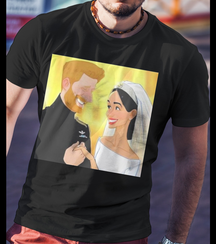 Meghan And Harry Cartoon Wedding T-Shirt