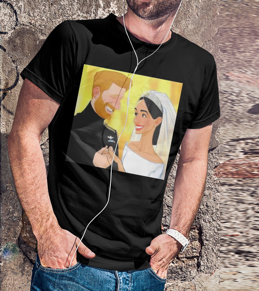 Meghan And Harry Cartoon Wedding T-Shirt