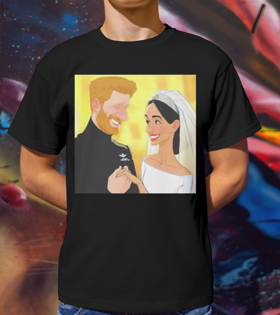 Meghan And Harry Cartoon Wedding T-Shirt