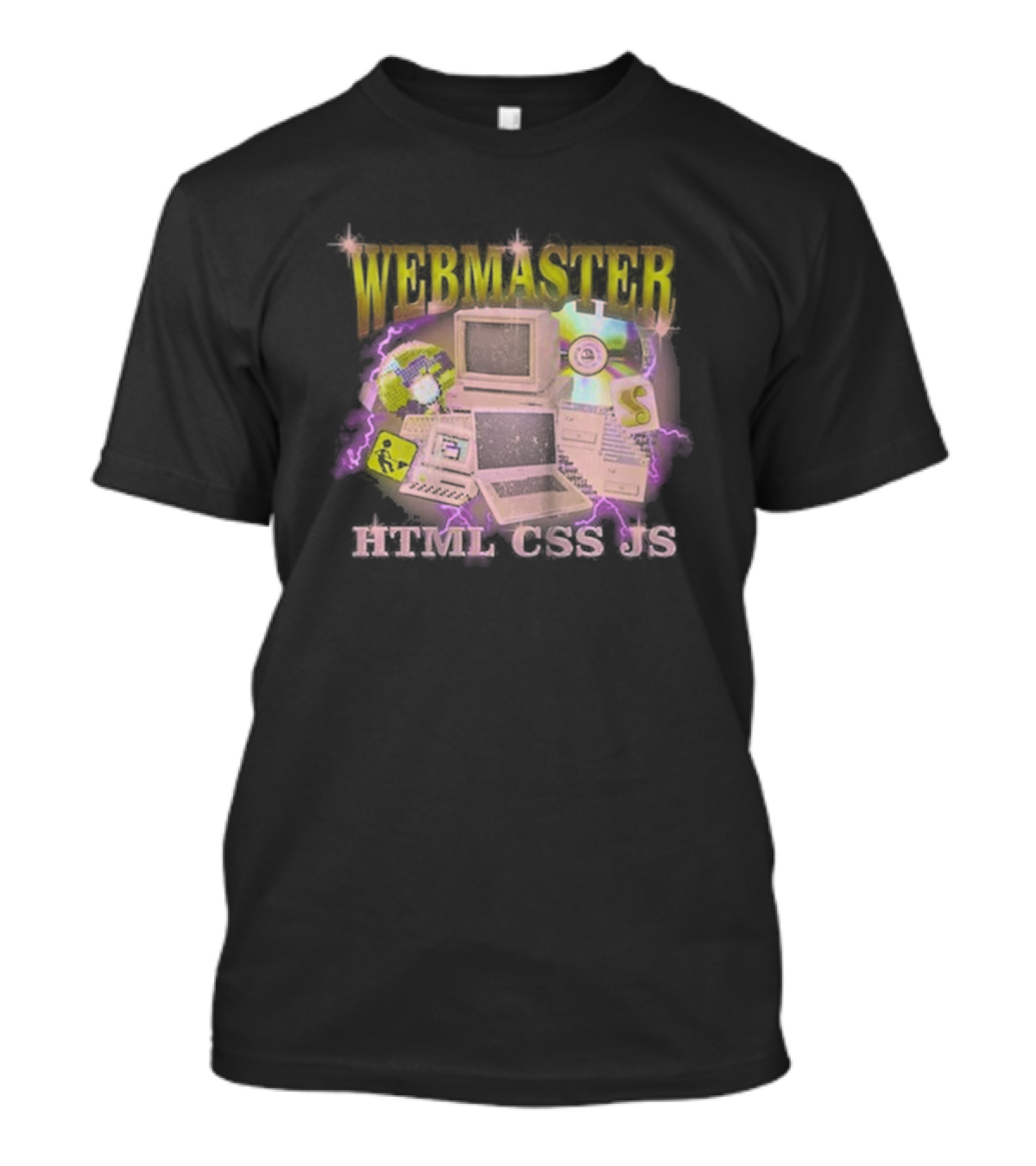 WEBMASTER HTML CSS JS Vintage Computer Graphics Retro Gaming Elements T-Shirt