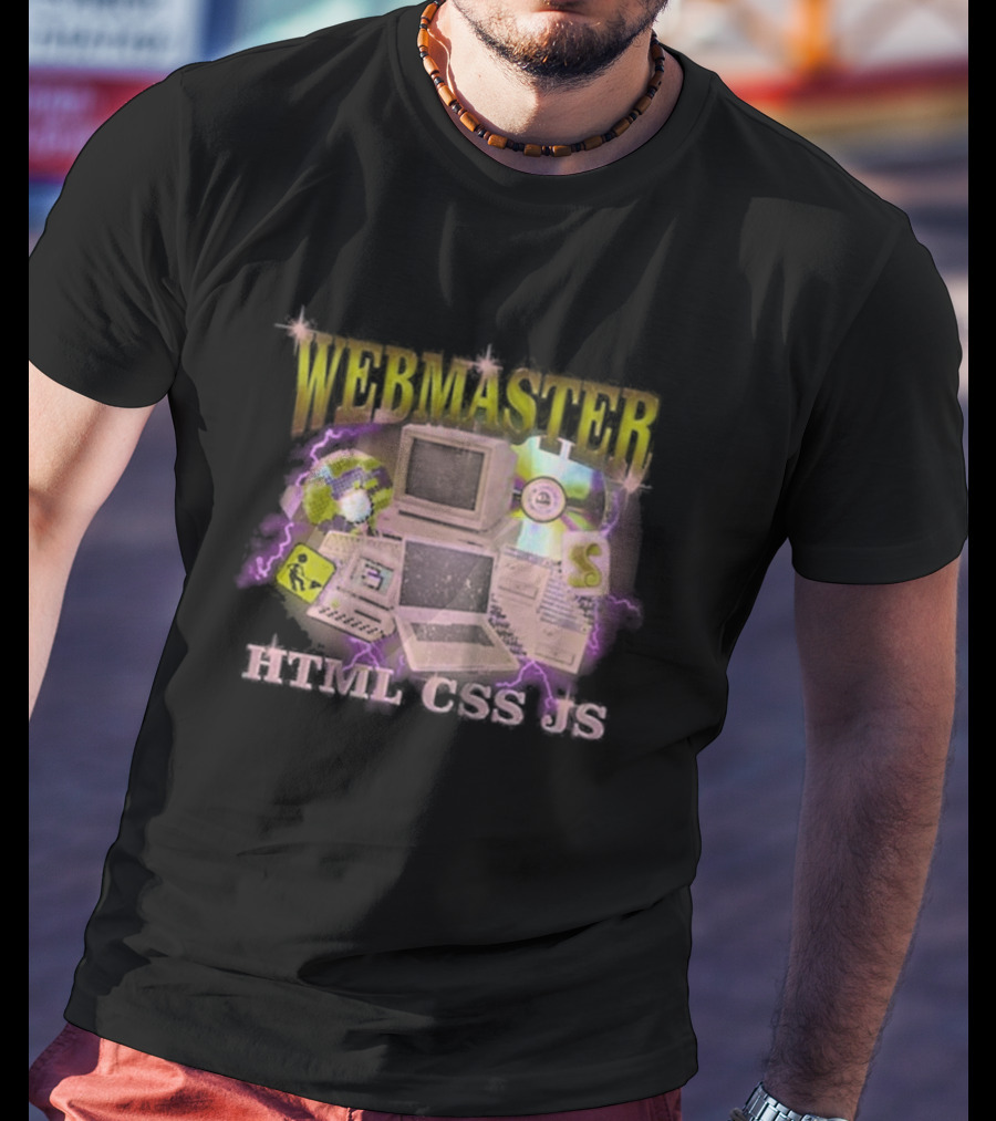 WEBMASTER HTML CSS JS Vintage Computer Graphics Retro Gaming Elements T-Shirt