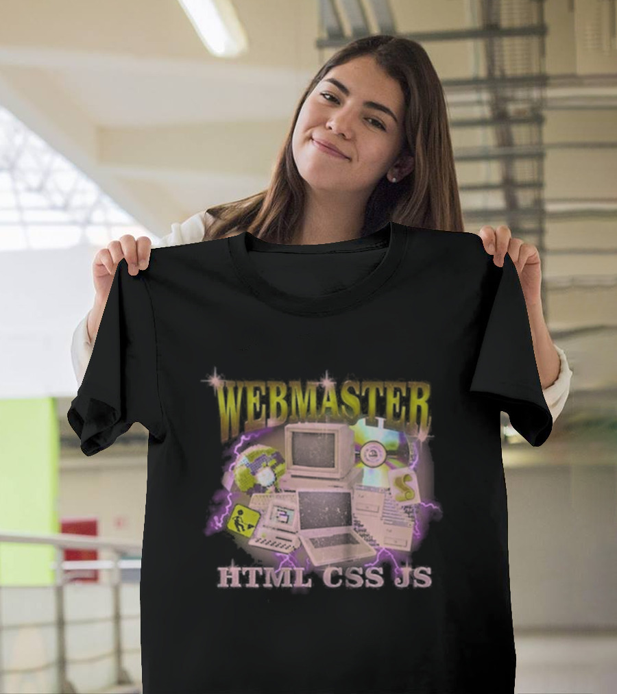WEBMASTER HTML CSS JS Vintage Computer Graphics Retro Gaming Elements T-Shirt