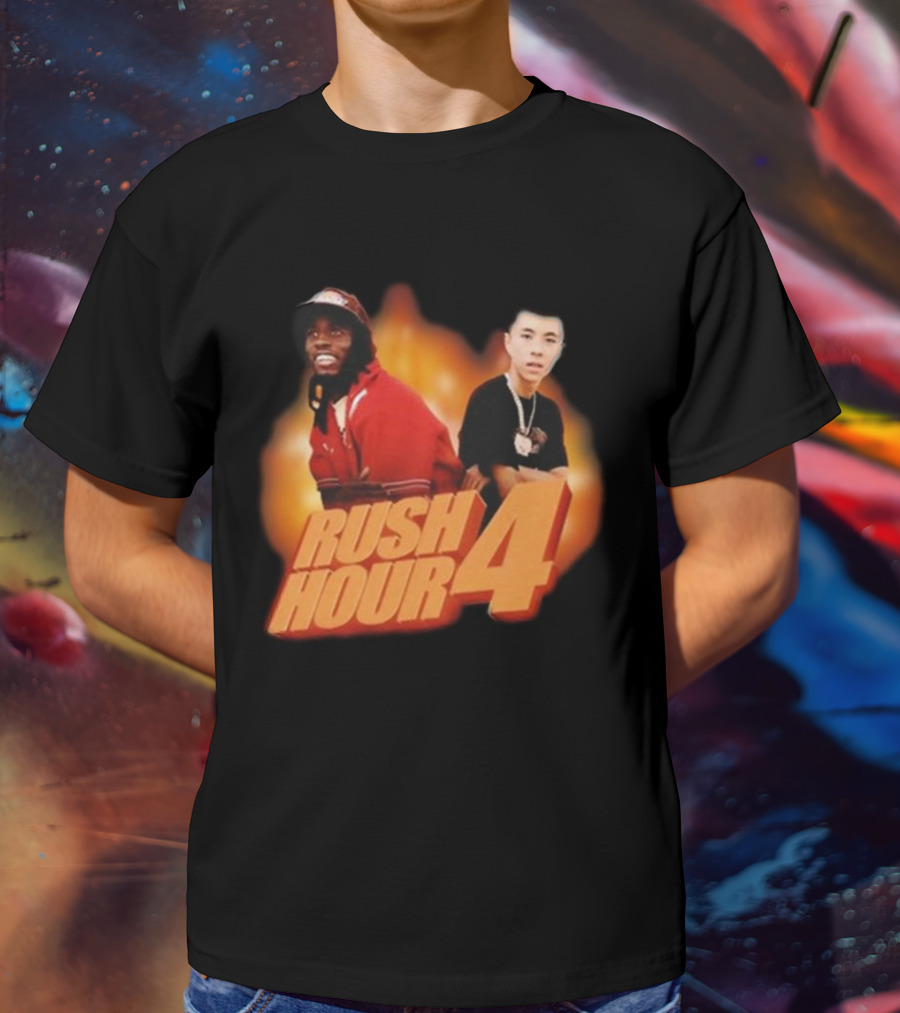 Rush Hour 4 Comedy Duo Flame Background T-Shirt