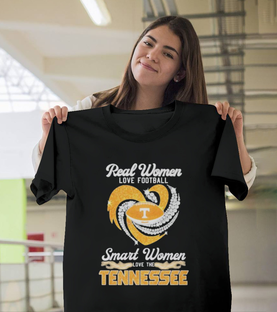 Real Women Love Football Smart Women Love The Tennessee Volunteers Heart T-Shirt