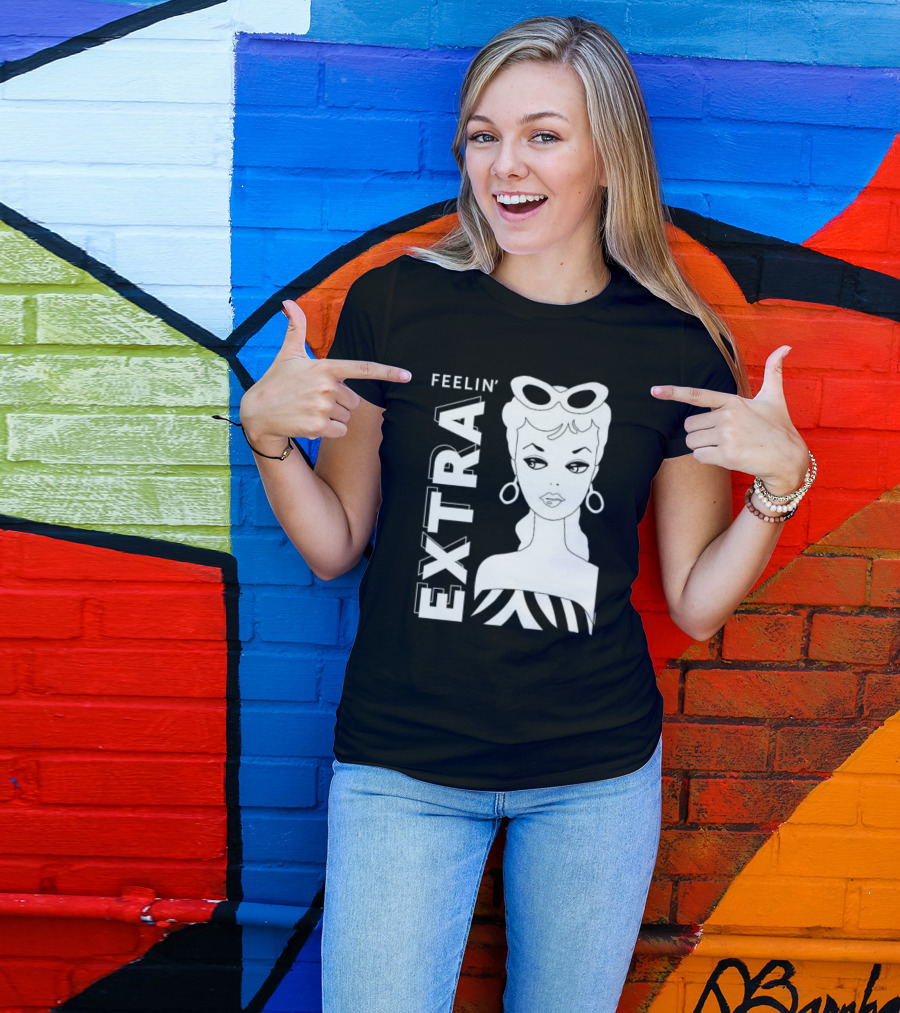 Feelin' Extra Barbie Retro Style Sunglasses And Hoop Earrings T-Shirt