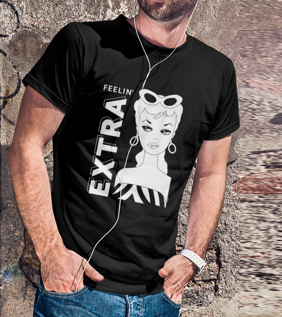 Feelin' Extra Barbie Retro Style Sunglasses And Hoop Earrings T-Shirt