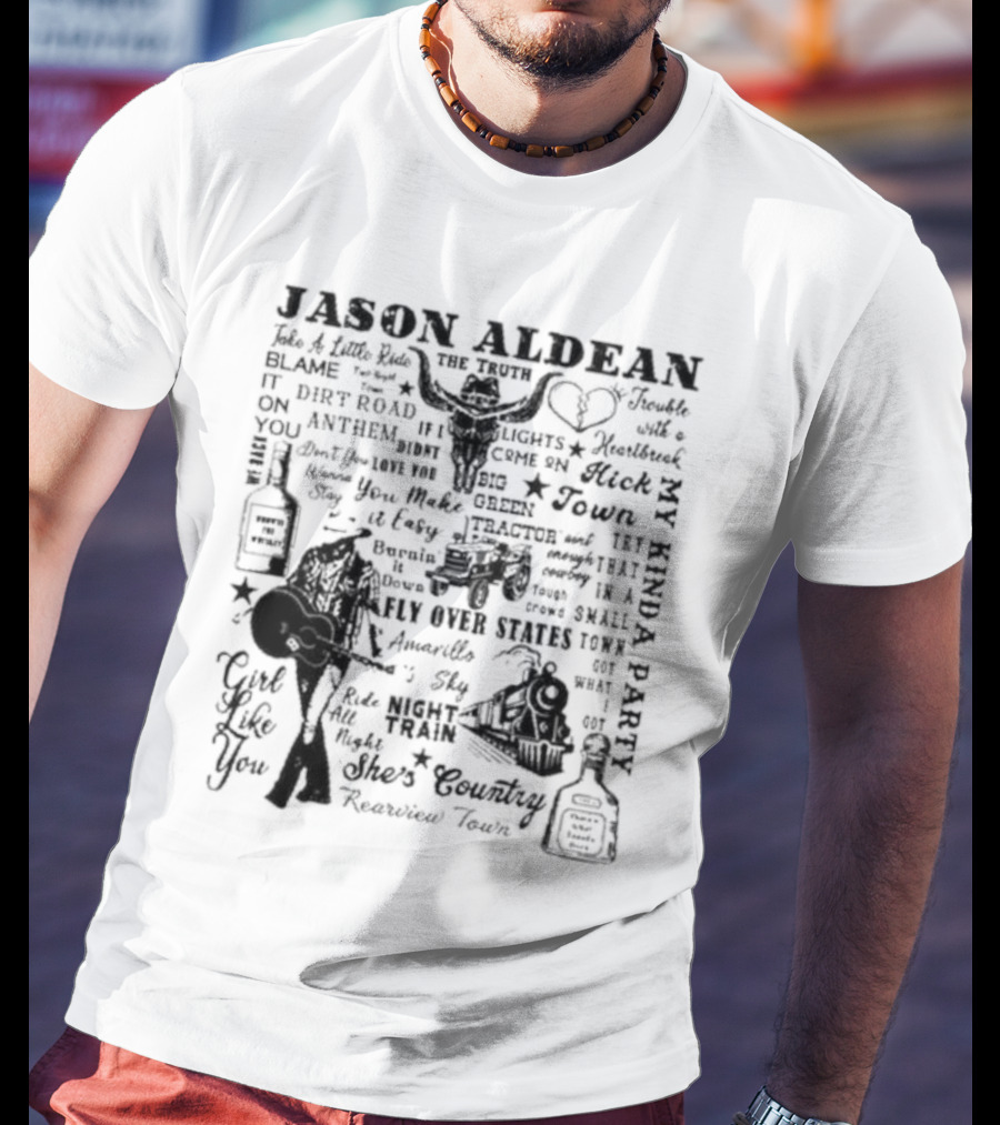 Jason Aldean My Kinda Party Night Train She's Country Girl Like You T-Shirt
