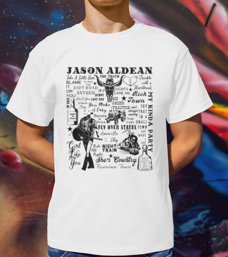 Jason Aldean My Kinda Party Night Train She's Country Girl Like You T-Shirt
