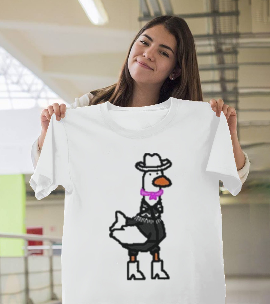 Ryan Goose-Ling Barbie Goose Wearing Cowboy Hat And Pink Bowtie T-Shirt