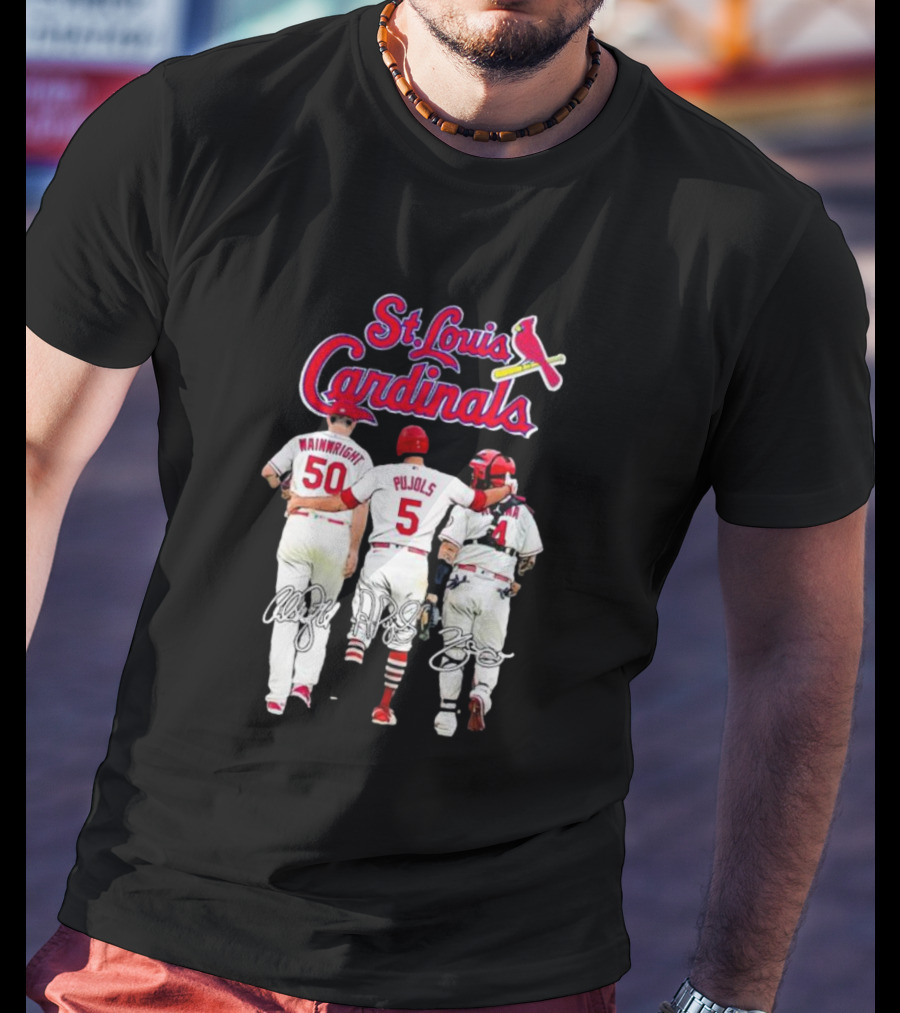 St Louis Cardinals Wainwright Pujols Molina Signatures T-Shirt